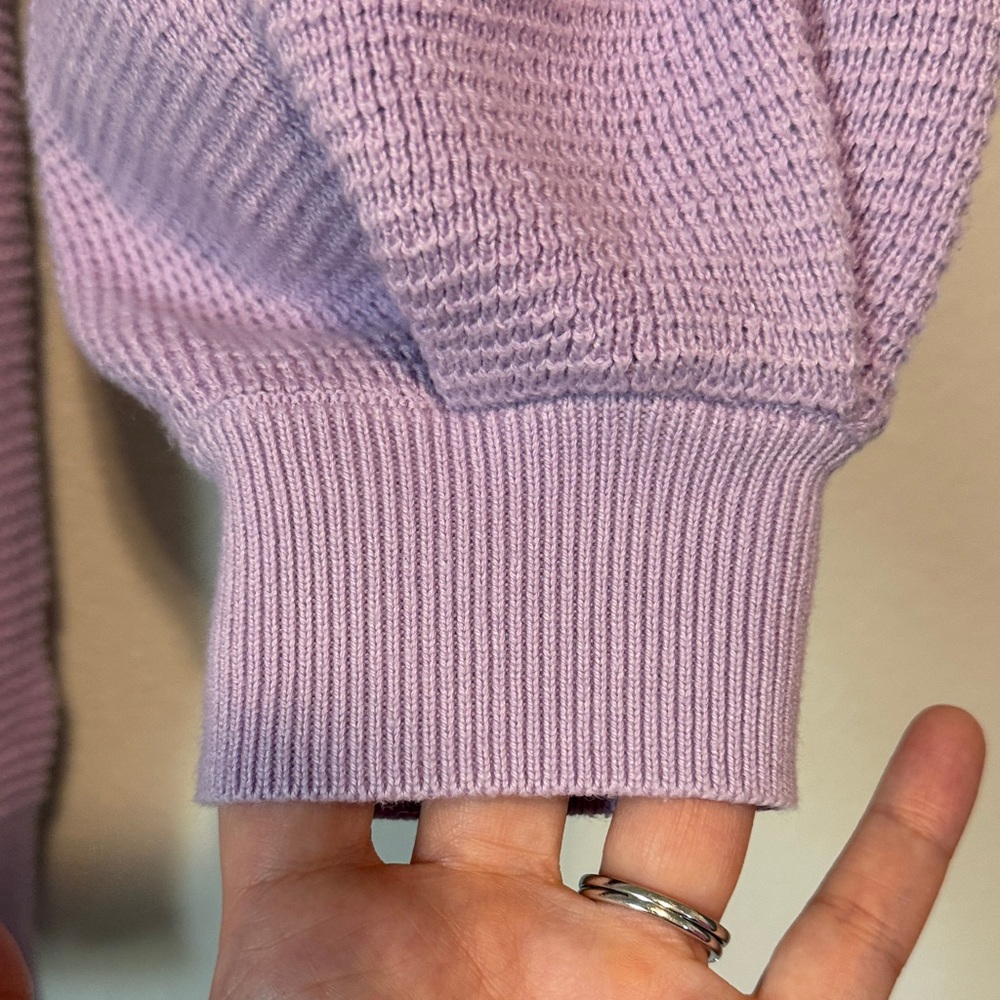 Democracy Lilac Scoop V-Notch Waffle Knit Pullover - Picture 5 of 6